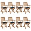 vidaXL Cadeiras de jardim dobráveis 8 pcs c/ almofadões acácia maciça