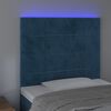 vidaXL Cabeceira cama c/ luzes LED veludo 100x5x118/128cm azul-escuro