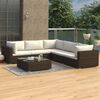 vidaXL 6 pcs conjunto lounge jardim c/ almofad&otilde;es vime PE castanho