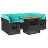 vidaXL 7 pcs conjunto de sof&aacute;s p/ jardim c/ almofad&otilde;es vime PE preto