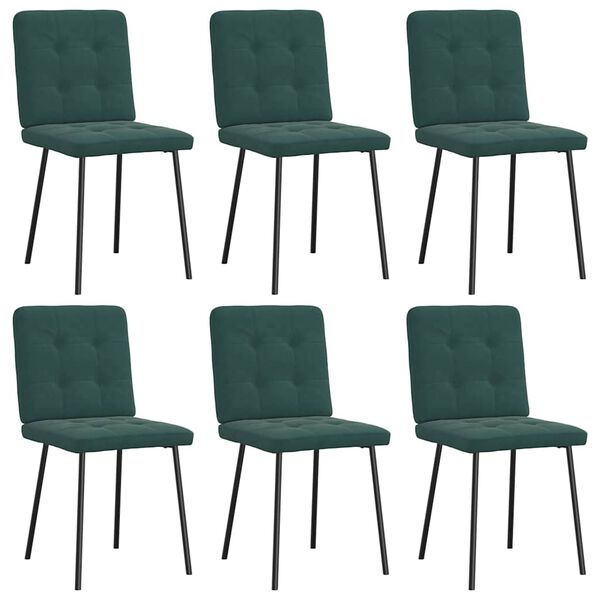 vidaXL Cadeiras de jantar 6 pcs veludo verde-escuro