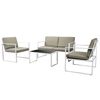vidaXL 4 pcs conjunto lounge de jardim c/ almofad&otilde;es a&ccedil;o branco
