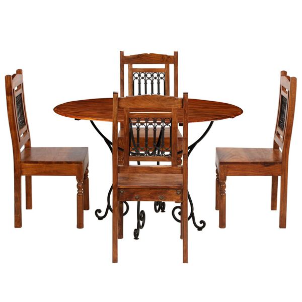vidaXL Conjunto de mesa de jantar 5 pcs madeira de ac&aacute;cia maci&ccedil;a
