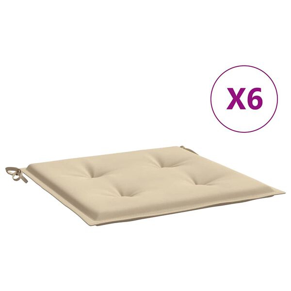 vidaXL Almofadões p/ cadeiras jardim 6 pcs 40x40x4 cm oxford bege