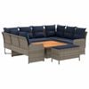 vidaXL Conjuntos de m&oacute;veis 7 unid. Cinza e Azul Marinho Rattan de PE