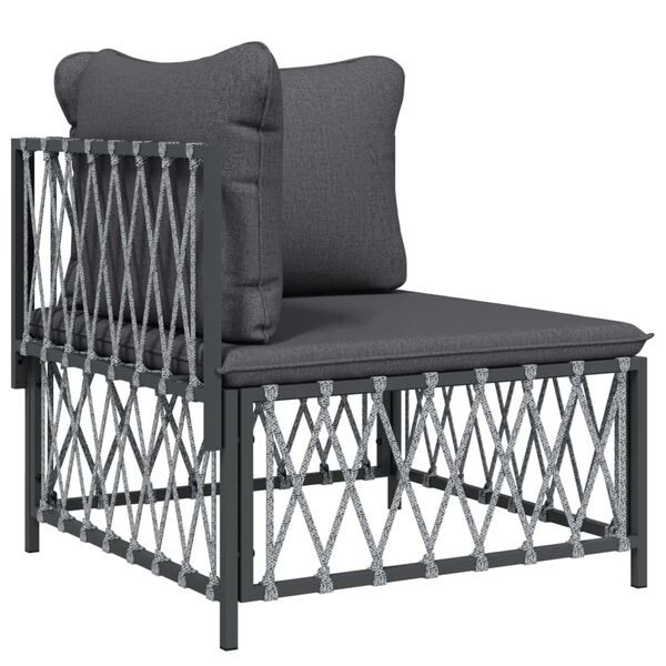 vidaXL 8 pcs conjunto lounge de jardim com almofadões aço antracite