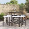 vidaXL 7 pcs conjunto de bar para jardim c/ almofad&otilde;es vime PE preto