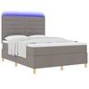 vidaXL Cama Box Spring LED Cinzento-acastanhado 160 x 200 cm tecido