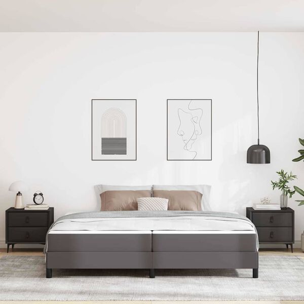 vidaXL Estrutura da Cama com colchão Cinzeto 200 x 200 cm tecido