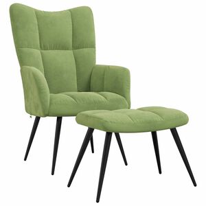 vidaXL Cadeira de descanso com banco veludo verde-claro