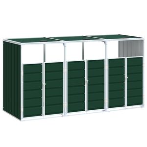 vidaXL Contentor c/ rodas triplos caixotes lixo 216x81x115cm a&ccedil;o verde