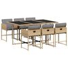 vidaXL 7 pcs conj. jantar jardim c/ almofad&otilde;es vime PE bege misturado
