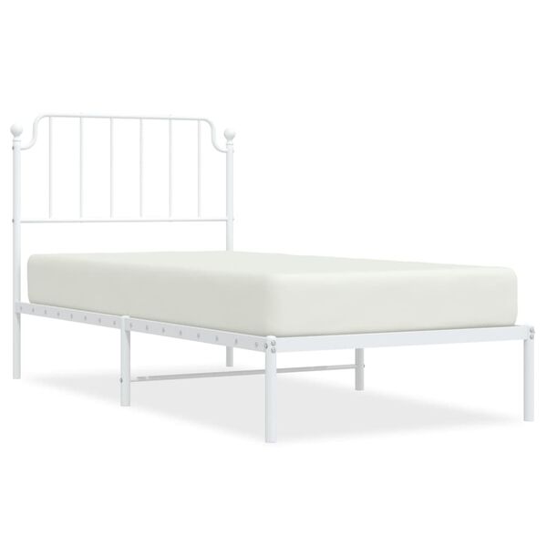vidaXL Estrutura de cama com cabeceira 90x190 cm metal branco