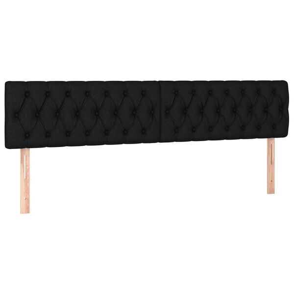 vidaXL Cabeceira de cama c/ luzes LED tecido 180x7x78/88 cm preto