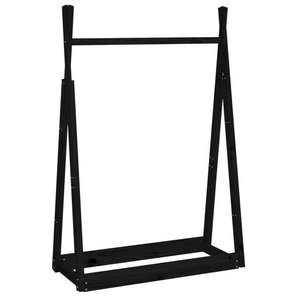vidaXL Suporte para roupas 100x45x150 cm madeira pinho maci&ccedil;a preto