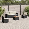 vidaXL 6 pcs conjunto sof&aacute;s de jardim c/ almofad&otilde;es vime PE preto