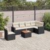 vidaXL 7 pcs conjunto de sof&aacute;s p/ jardim c/ almofad&otilde;es vime PE preto