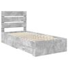 vidaXL Estrutura da Cama com gaveta Cinza Concreto e Prata 70 x 190 cm