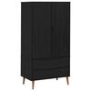 vidaXL Guarda-roupa MOLDE Preto 90 x 55 x 175 cm