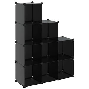 vidaXL Organizador de arruma&ccedil;&atilde;o com 9 cubos PP preto