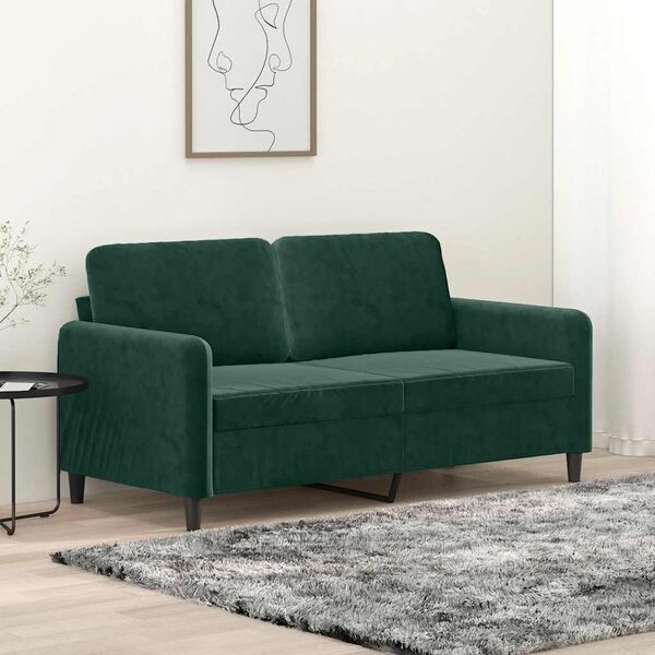 vidaXL Sof&aacute; de 2 lugares 140 cm veludo verde-escuro
