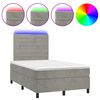 vidaXL Cama box spring colch&atilde;o LED 120x190 cm couro artif. cinza-claro
