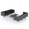 vidaXL 7 pcs conj. lounge jardim c/ almofad&otilde;es vime PE cinzento-escuro