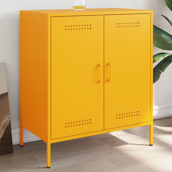 vidaXL Aparador 68x39x79 cm a&ccedil;o amarelo mostarda