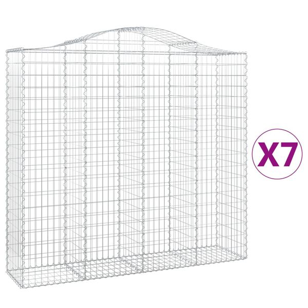 vidaXL Cestos gabi&atilde;o arqueados 7pcs 200x50x180/200cm ferro galvanizado