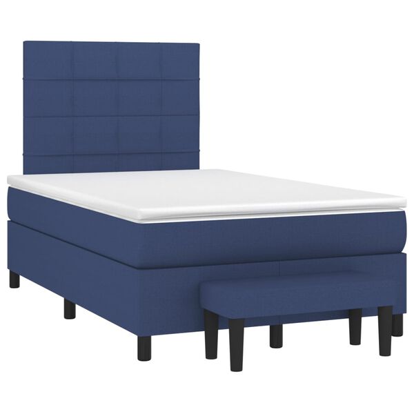 vidaXL Cama com molas/colch&atilde;o 120x200 cm tecido azul
