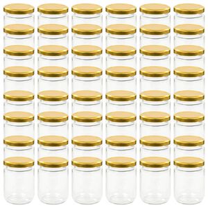 vidaXL Frascos de vidro com tampas douradas 48 pcs 230 ml