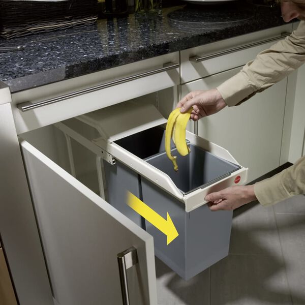 Hailo Caixote lixo p/ arm&aacute;rio Multi-Box Duo tam L 2x14L creme 3659-001