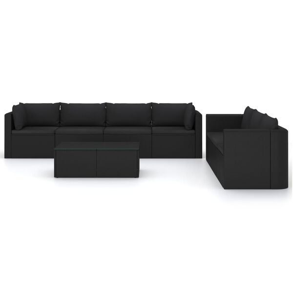 vidaXL 8 pcs conjunto lounge de jardim c/ almofad&otilde;es vime PE preto