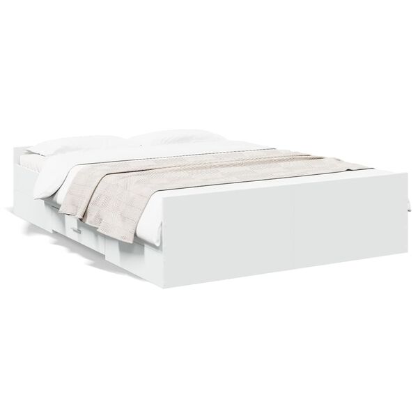vidaXL Estrutura cama c/ gavetas 120x190cm derivados de madeira branco