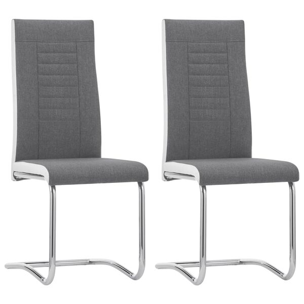 vidaXL Cadeiras de jantar cantilever 2 pcs tecido cinzento-escuro