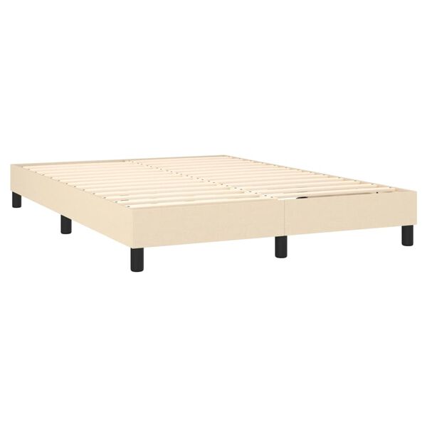 vidaXL Cama com molas/colch&atilde;o 140x190 cm tecido cor creme