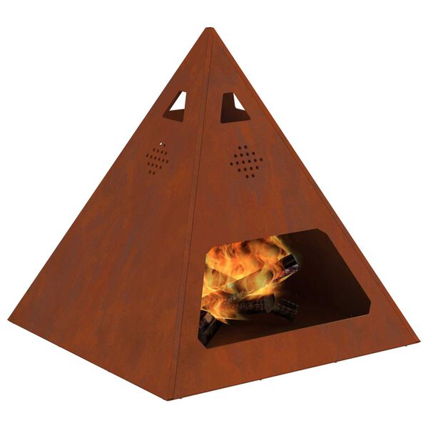 vidaXL Fire Pit Castanho 50 x 50 x 51 cm A&ccedil;o resistente &agrave;s intemp&eacute;ries