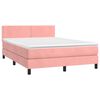 vidaXL Cama box spring c/ colch&atilde;o/LED 140x200 cm veludo rosa