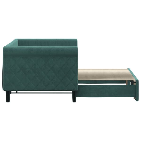 vidaXL Sofá-cama com gavetão 80x200 cm veludo verde-escuro