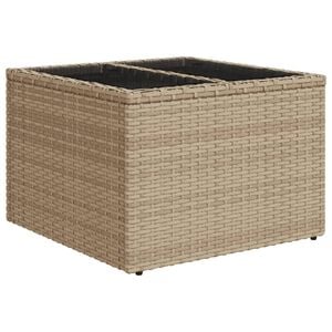 vidaXL Mesa de jardim com tampo de vidro 55x55x37 cm vime PE bege