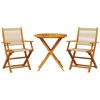 vidaXL 3 pcs conjunto de bistr&ocirc; polipropileno/madeira maci&ccedil;a bege