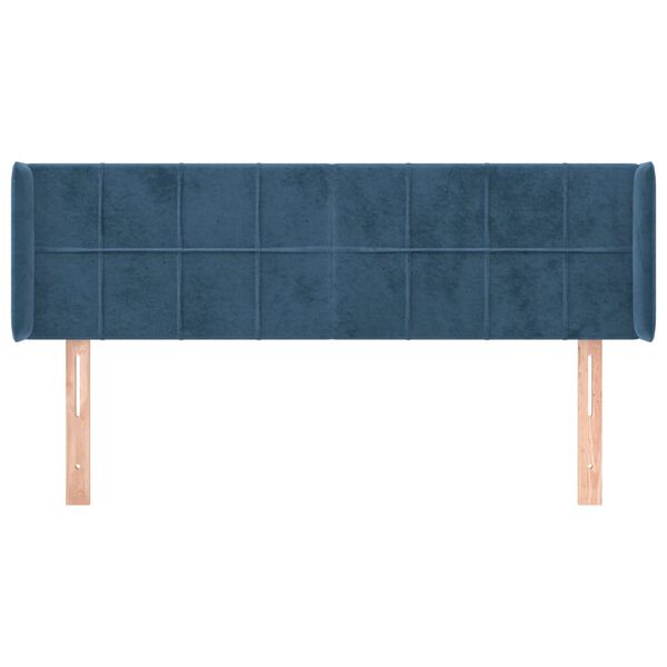 vidaXL Cabeceira de cama c/ abas tecido 147x16x78/88cm azul-escuro