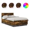 vidaXL Estrutura da Cama com fitas LED Carvalho Defumado 135 x 190 cm