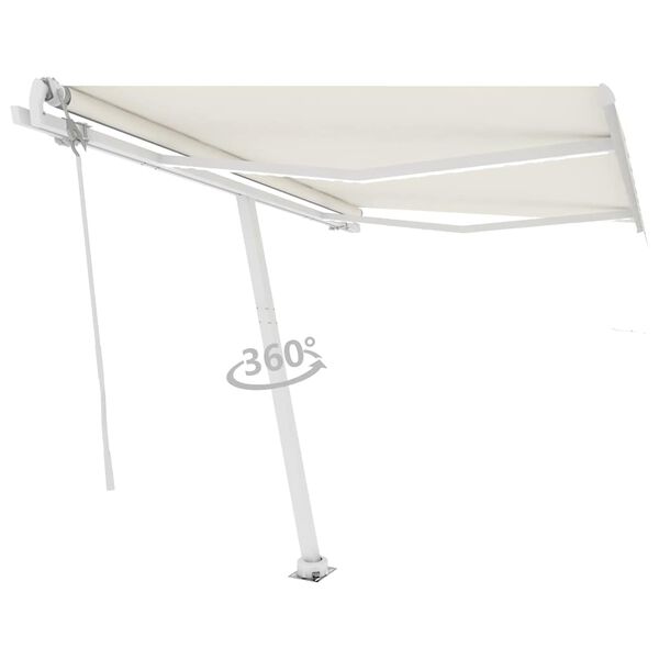 vidaXL Toldo autom&aacute;tico com LED e sensor de vento 300x250 cm creme