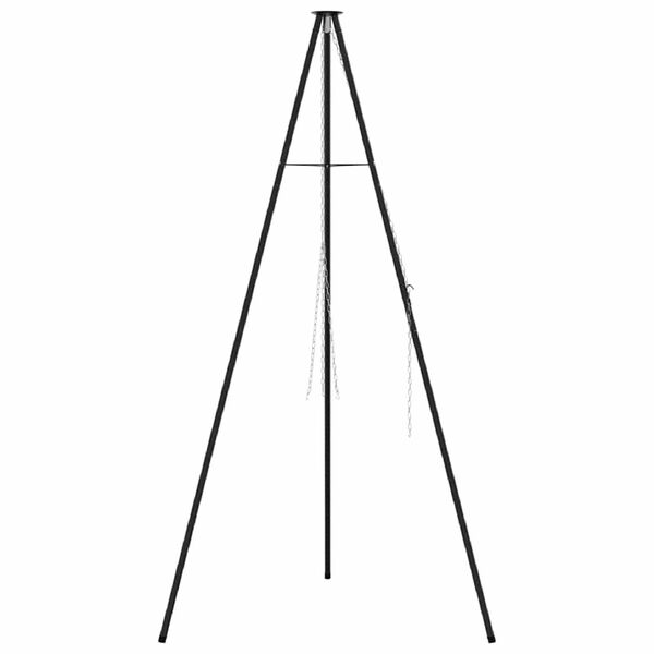 vidaXL Trip&eacute; para Fogueira Preto 92 x 92 x 191,5 cm A&ccedil;o