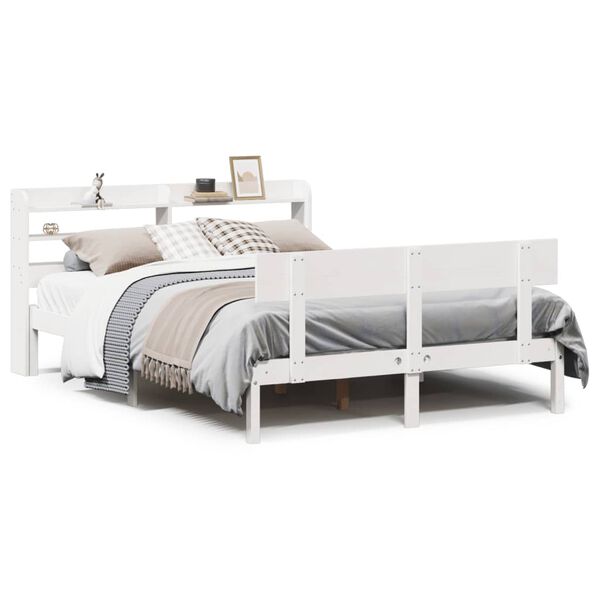 vidaXL Cama sem colch&atilde;o 140x200 cm madeira de pinho maci&ccedil;a branco