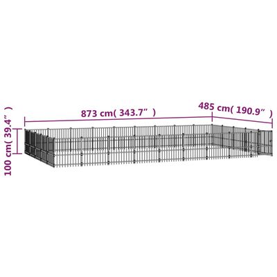 vidaXL Canil de exterior 42,34 m² aço