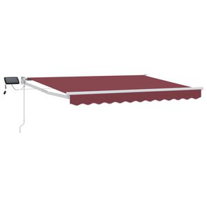 vidaXL Toldo retr&aacute;til manual com LEDs Bord&ocirc; e Branco 2,5 x 2 m