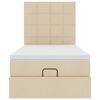 vidaXL Estrutura de cama otomana com creme de colch&atilde;o 90x190cm tecido