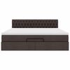 vidaXL Cama Otomana com colch&atilde;o&LEDs 180x200cm tecido castanho-escuro